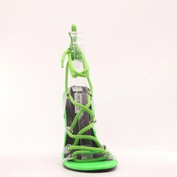 Lace Up Stiletto Heels in Neon - Picture 4 of 5